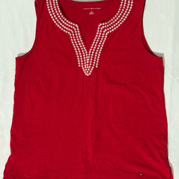 Tommy Hilfiger Tops - Tommy Hilfiger Red Tank Top with White Embroidery